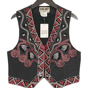 Vintage Sage West sequined beaded vest - NEW